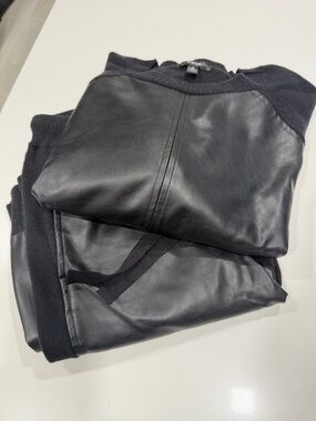 Aqua Black Faux Leather Panel track suit limited edition